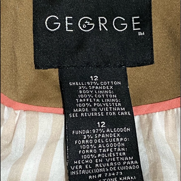 George Safari Jacket Color Stone Khaki with Belt Waist Length Size 12 - Picture 4 of 5